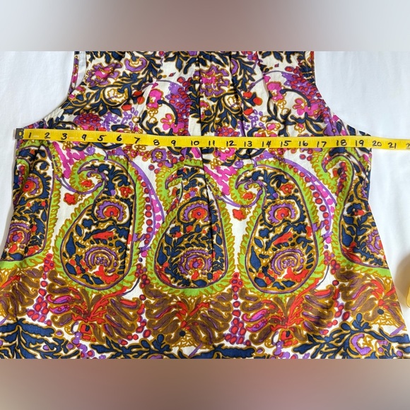 Talbots navy and pink paisley print sleeveless top size 14P - Picture 11 of 12